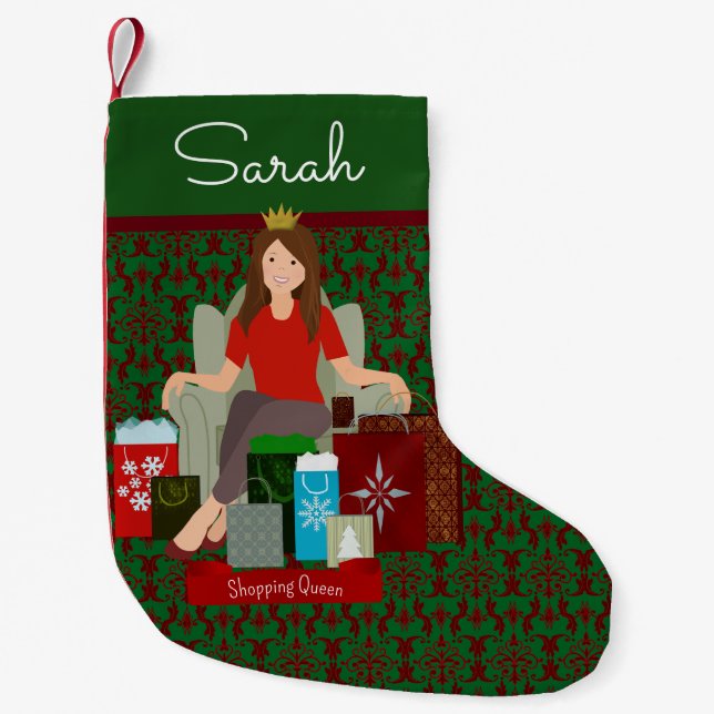 Shopping Queen Brunette Christmas Stocking (Front)