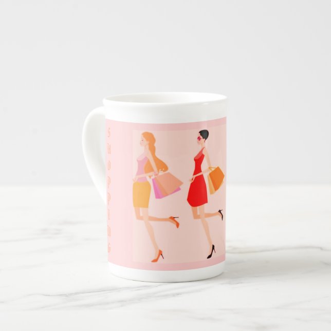 SHOPPING QUEEN COLLECTION BONE CHINA MUG (Front Left)