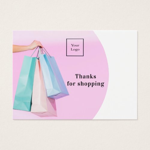 Shopping thank you corporate logo pink white