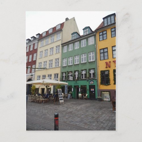 Shops  Restaurants Nyhaven Copenhagen Denmark Postcard
