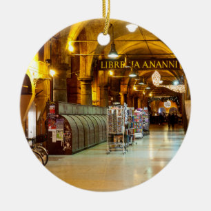 Shops Under a Portico in Bologna, Italy Ceramic Ornament