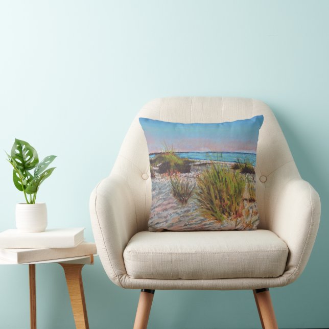 Shore Beach Art Throw Pillow (Chair)