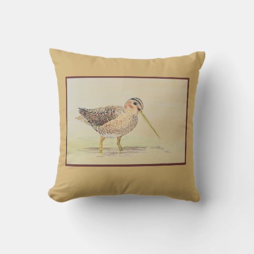 Shore Bird_ Common Snipe Throw Pillow