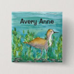 Shore Bird Lake Watercolor Custom Name Button