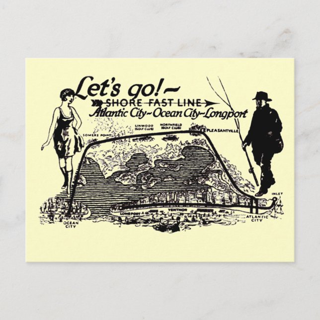 Shore Fast Line Trolleys 1910 Vintage  Postcard (Front)