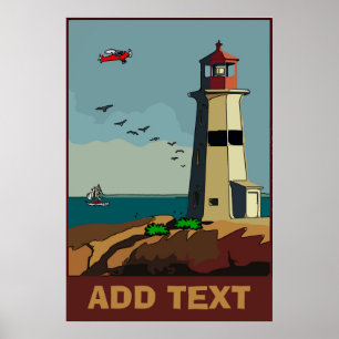 Shore, Lighthouse, Add text Poster