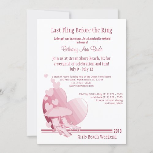"Shore Love" Bachelorette Weekend Custom Invitations