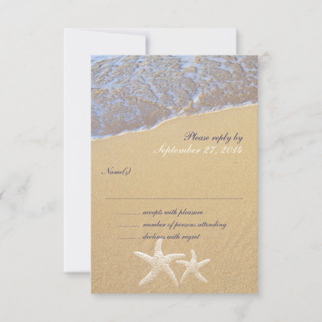 Shore Love Beach Themed Wedding RSVP Cards (Front)