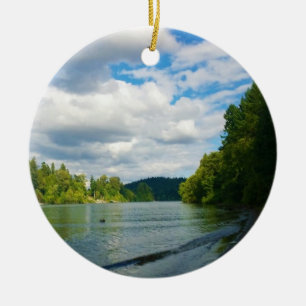 Shore of the Willamette River, OR Ceramic Ornament