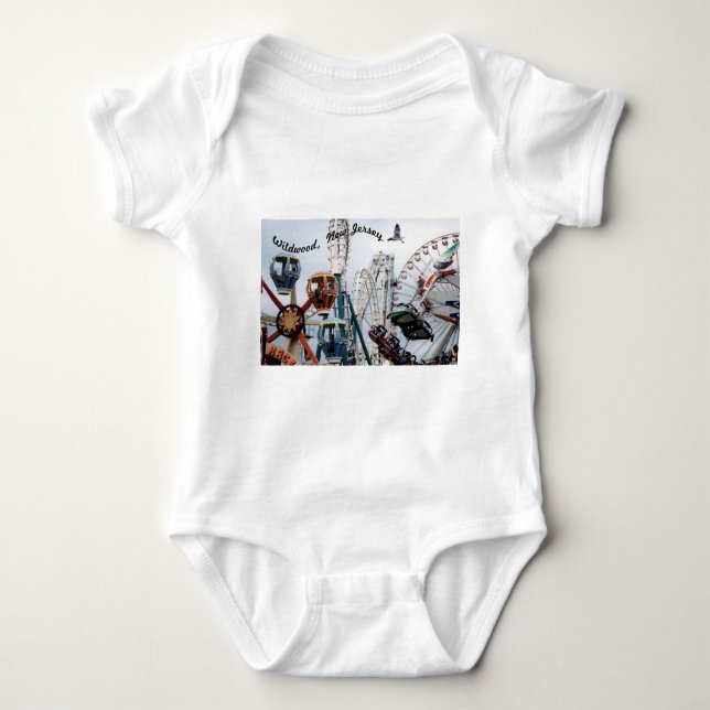 Shore Pier-Wildwood Text Baby Bodysuit (Front)