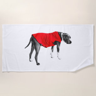 Shore Red, Relaxed Walk Beach Towel