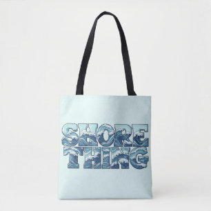 Shore Thing Retro Blue Ocean Waves Graphic Beach Tote Bag
