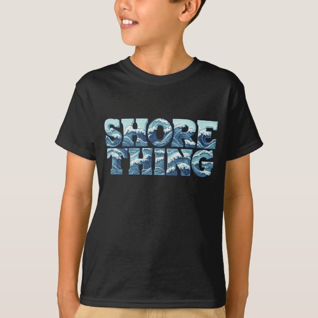 Shore Thing | Retro Ocean Waves Kid's Surf Graphic T-Shirt (Front)