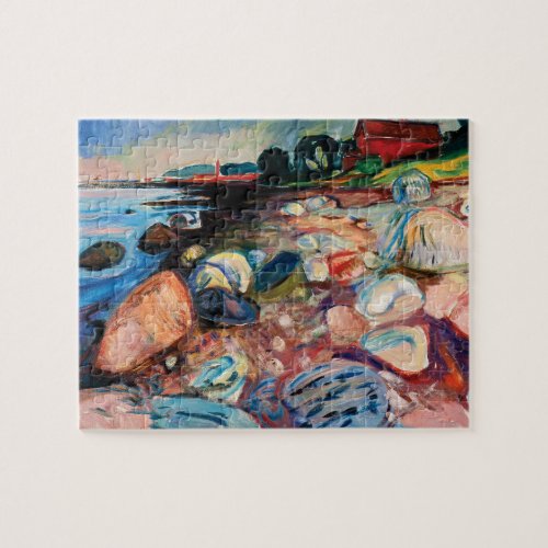 Shore with Red House by Edvard Munch Jigsaw Puzzle