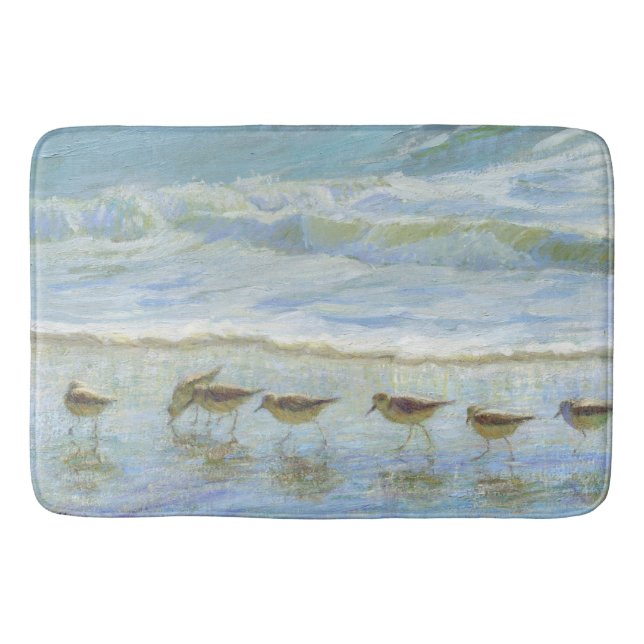 Shorebirds, A Day at the Beach Bath Mat (Front)