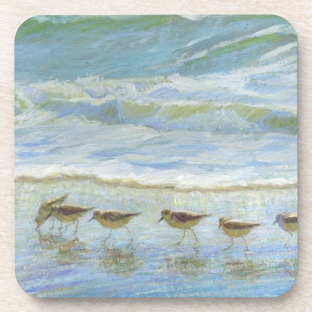 Shorebirds, A Day at the Beach Beverage Coaster (Front)