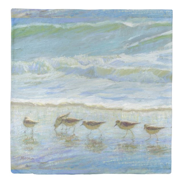 Shorebirds, A Day at the Beach Duvet Cover (Front)