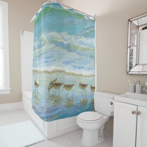 Shorebirds A Day at the Beach Shower Curtain