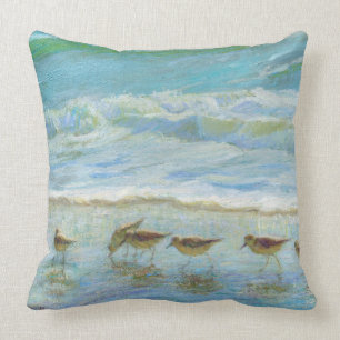 Shorebirds, A Day at the Beach Throw Pillow