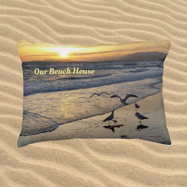 Shorebirds on the Beach at Sunset Accent Pillow (Creator Uploaded)