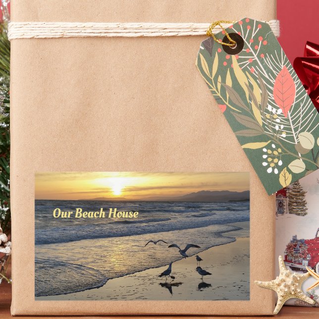 Shorebirds on the Beach at Sunset Rectangular Sticker (Creator Uploaded)