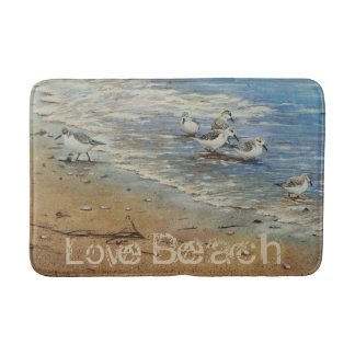 Shorebirds on The Beach / Coastal Decor Bathroom Mat