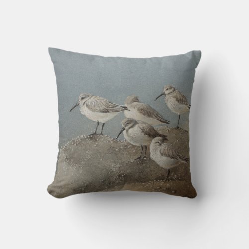 Shorebirds  Sanderlings Stunning Throw Pillow