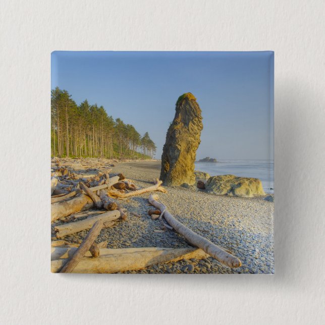 Shoreline and Seastacks, Ruby Beach, Olympic Button (Front)