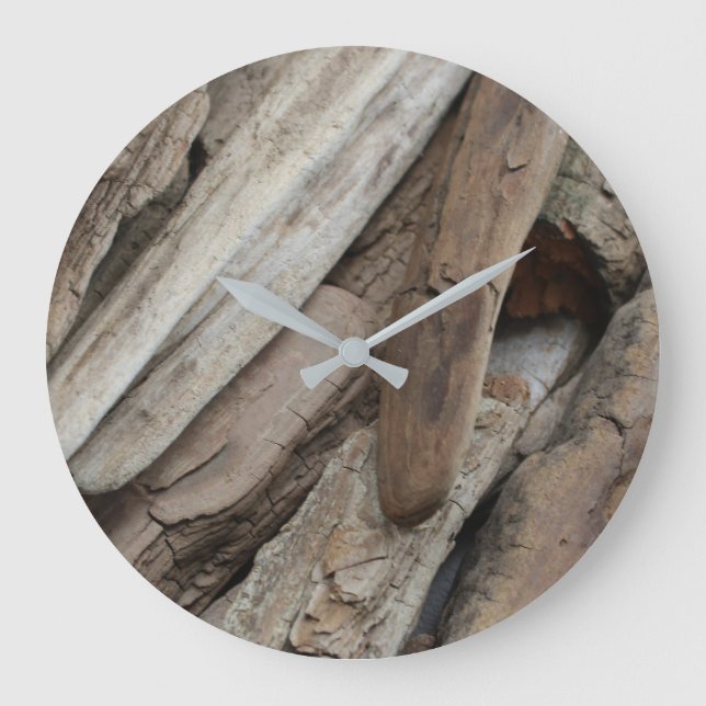 Shoreline Driftwood Photo Large Clock (Front)