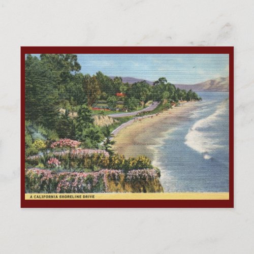 Shoreline Drive California Vintage Postcard