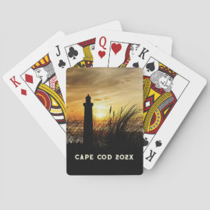 Shoreline Lighthouse at Sunset Souvenir Poker Cards