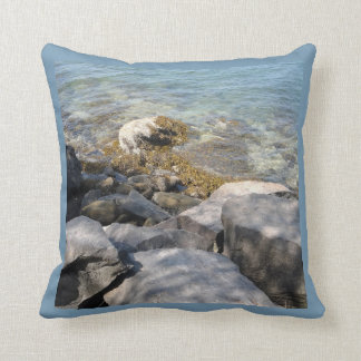 Shoreline Rocks with Cool Clear Water Throw Pillow