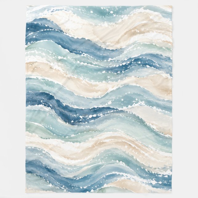 Shoreline Shells Coastal Fleece Blanket (Front)