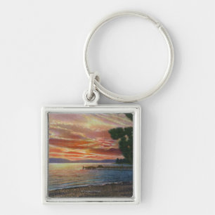 Shoreline Sunset View with Pier Keychain