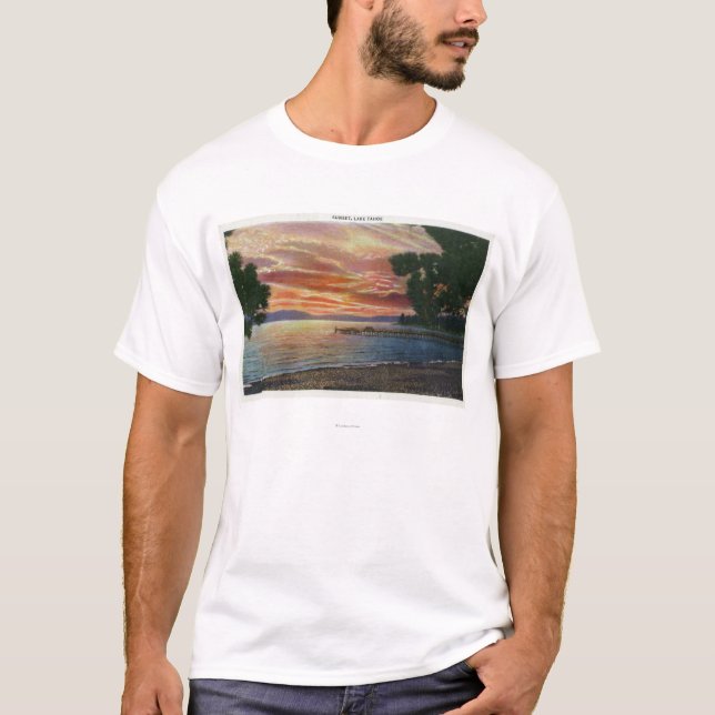 Shoreline Sunset View with Pier T-Shirt (Front)