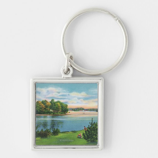 Shoreline View of Pontoosuc Lake Keychain (Front)