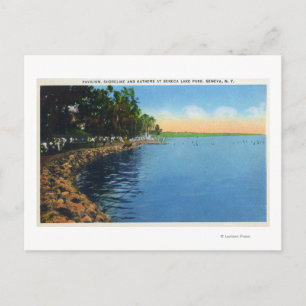 Shoreline View of Seneca Lake Park Pavilion Postcard