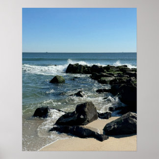 Shoreline with Rocks and Waves Poster