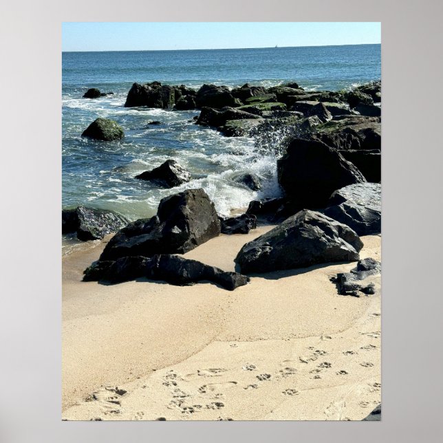 Shoreline with Rocks and Waves Poster (Front)