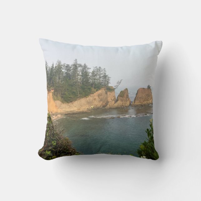 Shores Acres State Park, Oregon Coast Throw Pillow (Front)