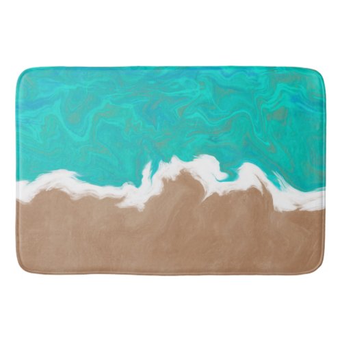 Shores of Paradise Modern Abstract Turquoise Sea  Bath Mat
