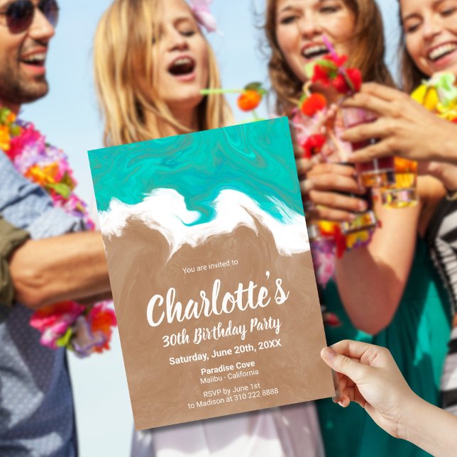 Shores of Paradise Tropical Beach Birthday Party Invitation (Creator Uploaded)