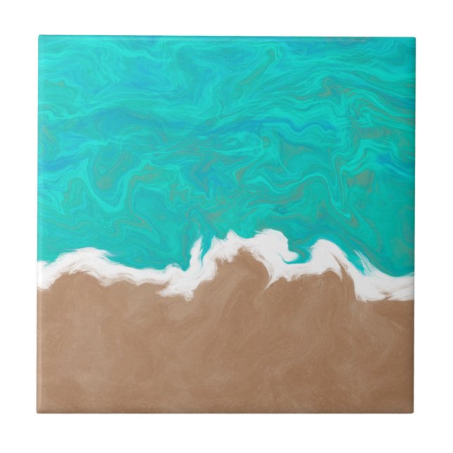 Shores of Paradise Turquoise Sea Ceramic Tile (Front)