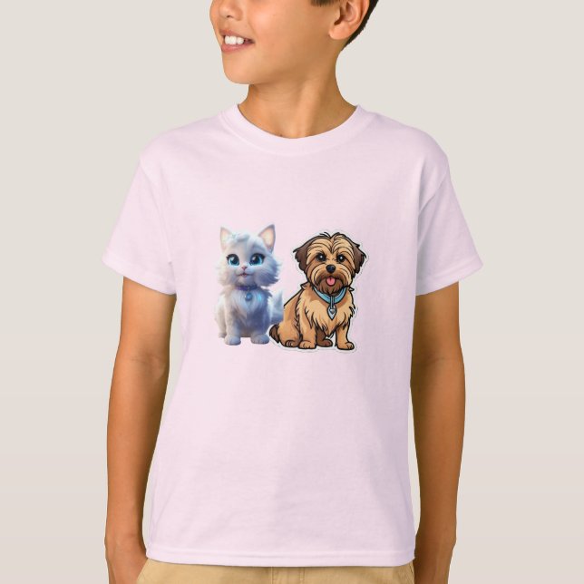 Shorkie Cartoon Sticker T-Shirt Designs (Front)