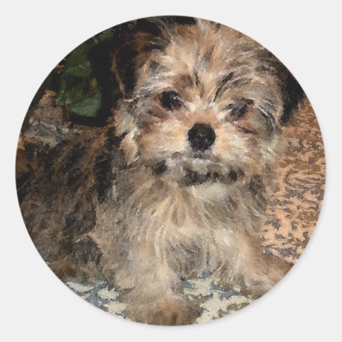 Shorkie Puppy Classic Round Sticker