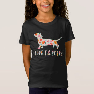 Short and Sassy Dachshund floral dog T-Shirt