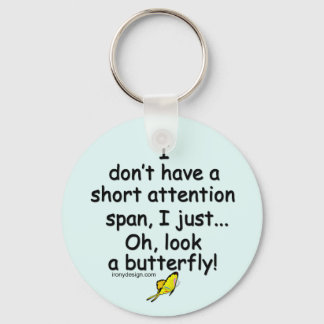 Short Attention Span Butterfly (blue) Keychain