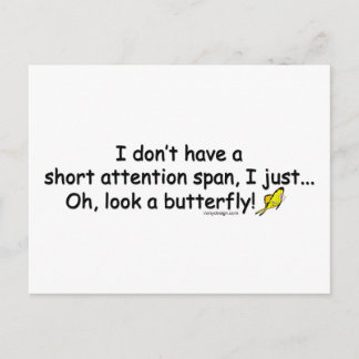 Short Attention Span Butterfly Postcard