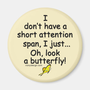 Short Attention Span Butterfly yellow Magnet