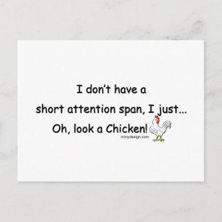 Short Attention Span Chicken Postcard